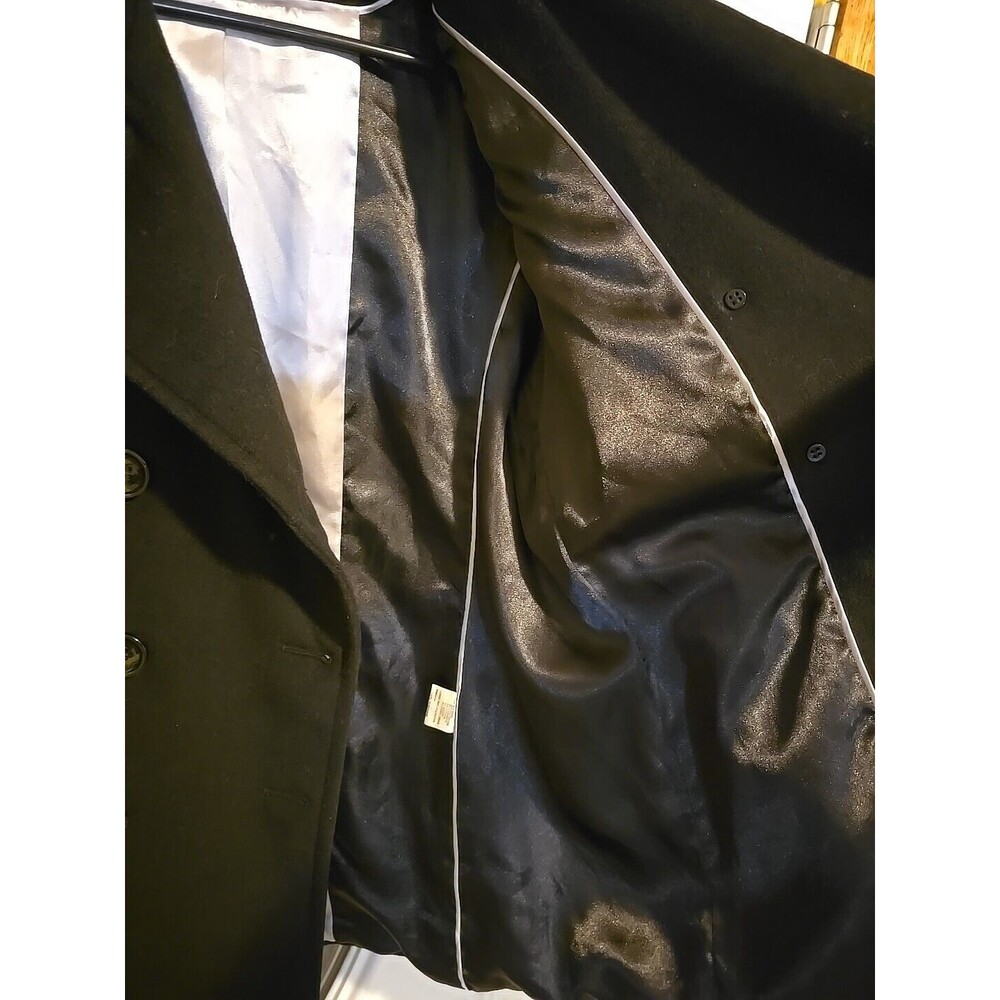 Calvin Klein Jacket Womens Double Breasted 60% Wool Black Pea Coat Size 14 - Picture 4 of 8